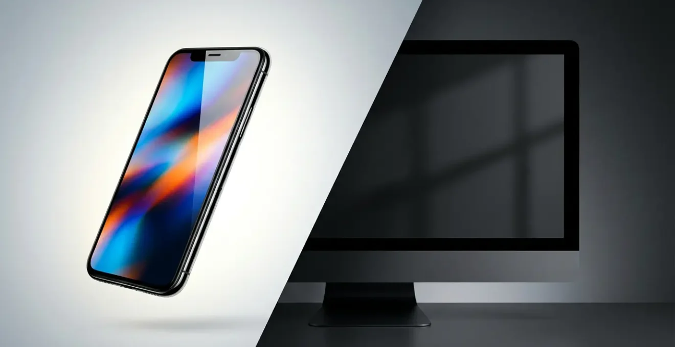 Comparaison visuelle de l'expérience mobile versus desktop pour illustrer l'importance du mobile-first indexing