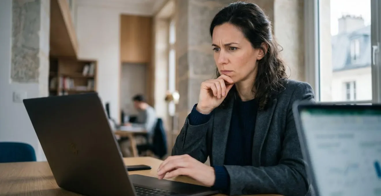 Personne analysant des données sur un ordinateur portable dans un environnement de travail moderne