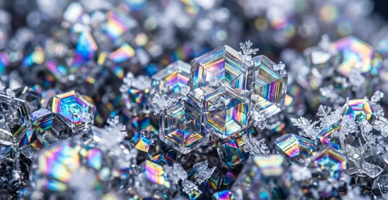 Représentation visuelle macro d'une structure de cache avec des éléments cristallins interconnectés