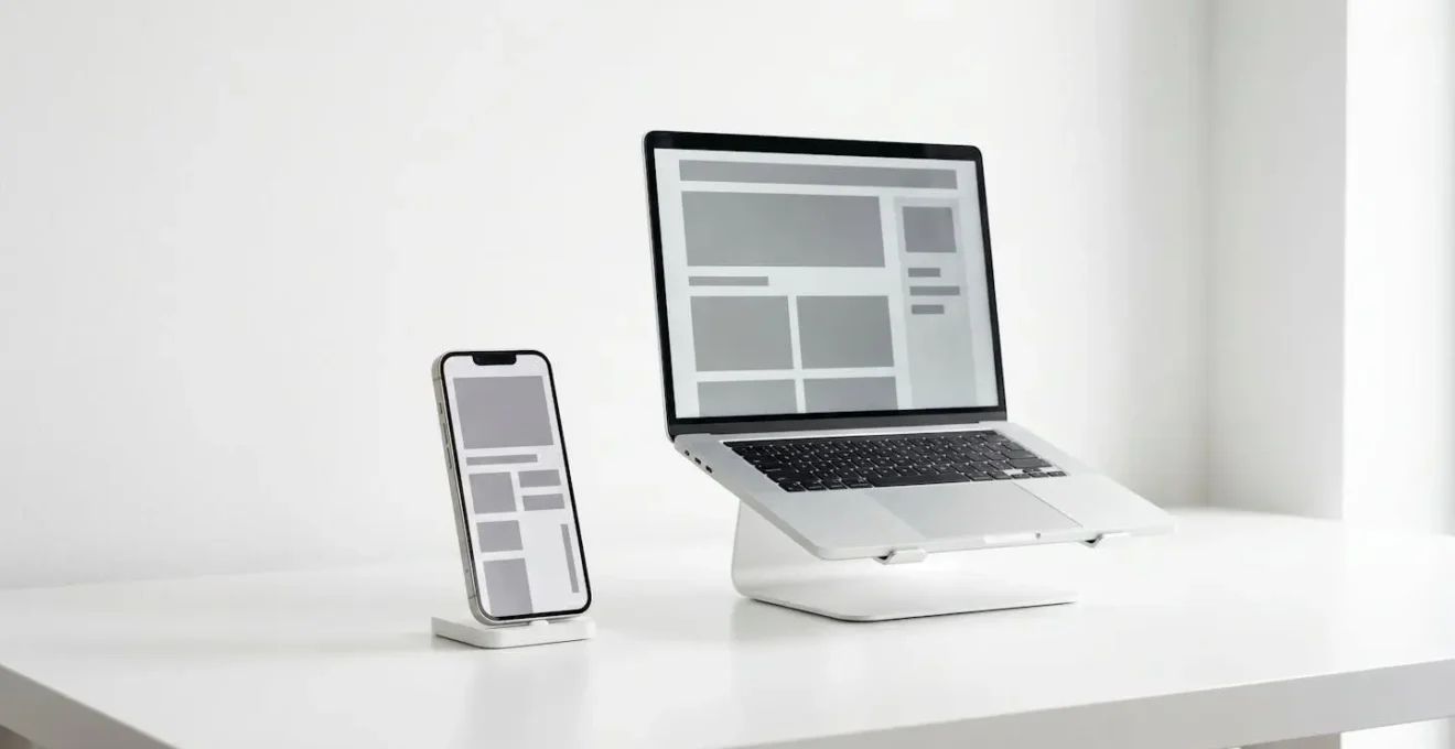 Comparaison visuelle d'un écran mobile et desktop montrant la zone de flottaison